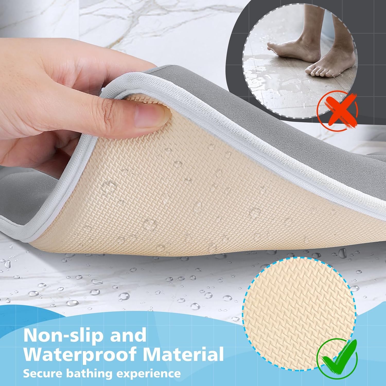 Bath Kneeler and Elbow Rest Pad Set - Gray Green - 1.5 inch Extra Thick Baby Bathtub Kneeling Pad and Removable Elbow Pad,with Baby Bath Toys and Organizer Pockets - Easy to Clean-Tiikiy