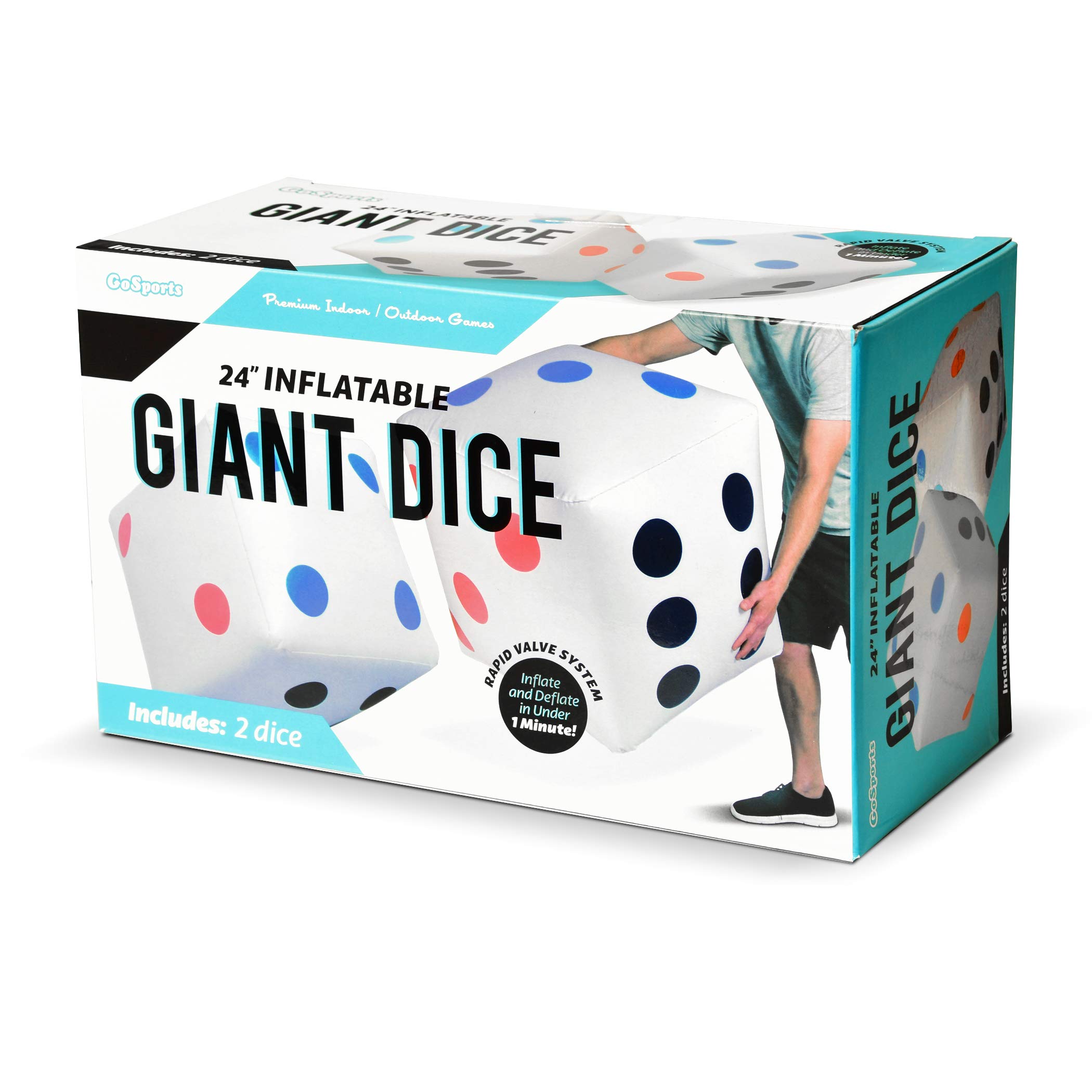GoSports Giant 2 ft Inflatable Dice 2 Pack - Huge Size with Rapid Valve Inflation