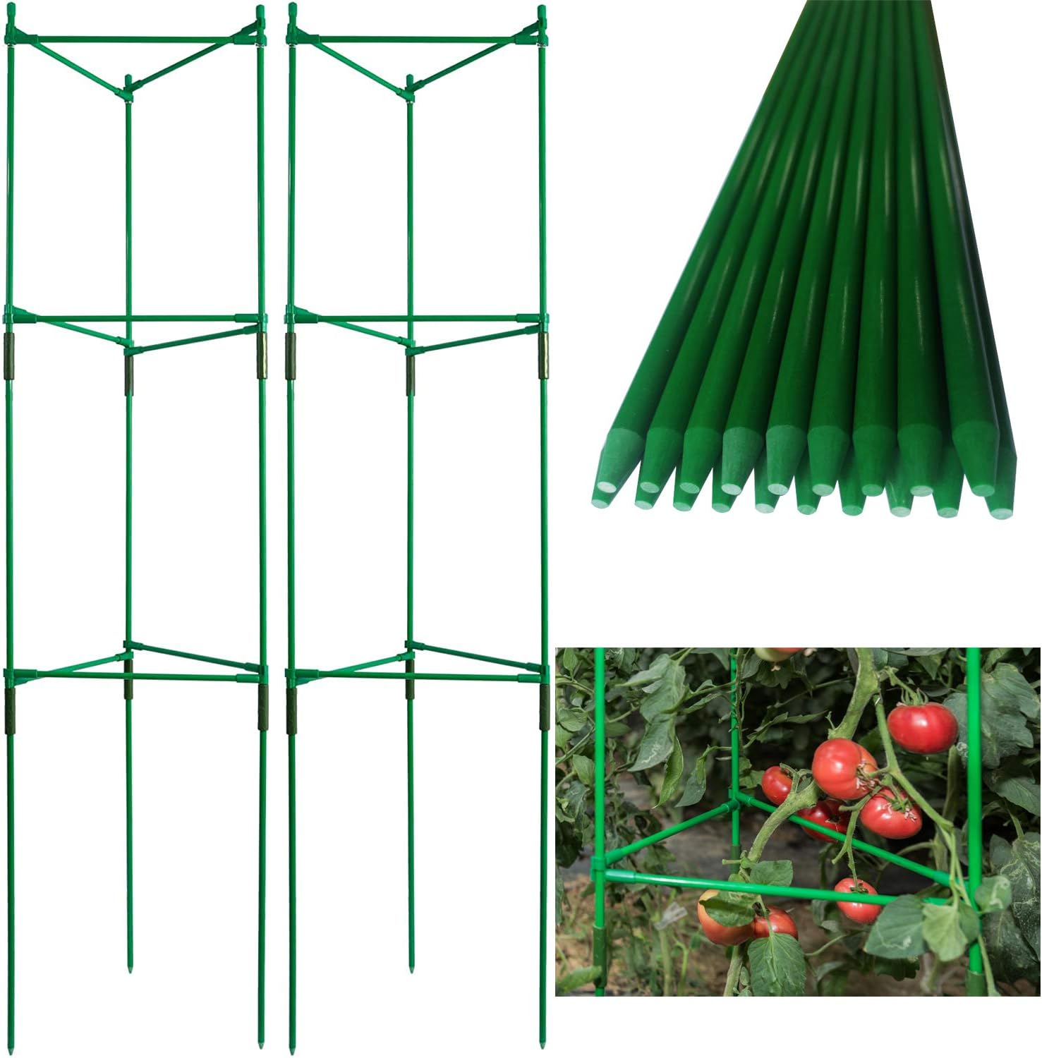 FANSRON Tomato Cage and Supports Deformable Multi-Functional Tomato Trellis Assembled Garden Stakes Climbing Plant Support 2 Pack