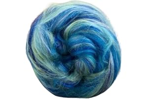 Revolution Fibers – Constellation Range Roving (8 Ounces) | Multicolored Tonal Blend of 70% Dyed Merino and 30% Tussah Silk Combed Top | Soft Fiber for Felting, Spinning, Knitting (Aquarius Green)