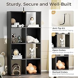 COMHOMA 8 Wood Cube Storage Organizer with Open