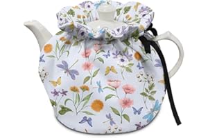 Freewander Cover of Teapots Kettle Dust Cover Teapot Warmer Cover Insulated Breakfast Pot Cover Tea Cosy Cotton Keep Warm Tea Cozy for Tea Party Restaurant,Flowers Insect Print