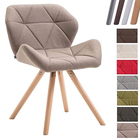 CLP Design Retrostuhl Tyler Rund mit Stoffbezug I gepolsterter Esszimmerstuhl I stabiles Buchenholzgestell I Sitzhöhe: 42 cm 