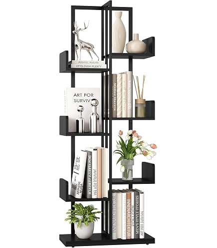 DuvinDD 8 Tier Floating Bookshelves - Set Of 4 Metal Wall Shelves, Black