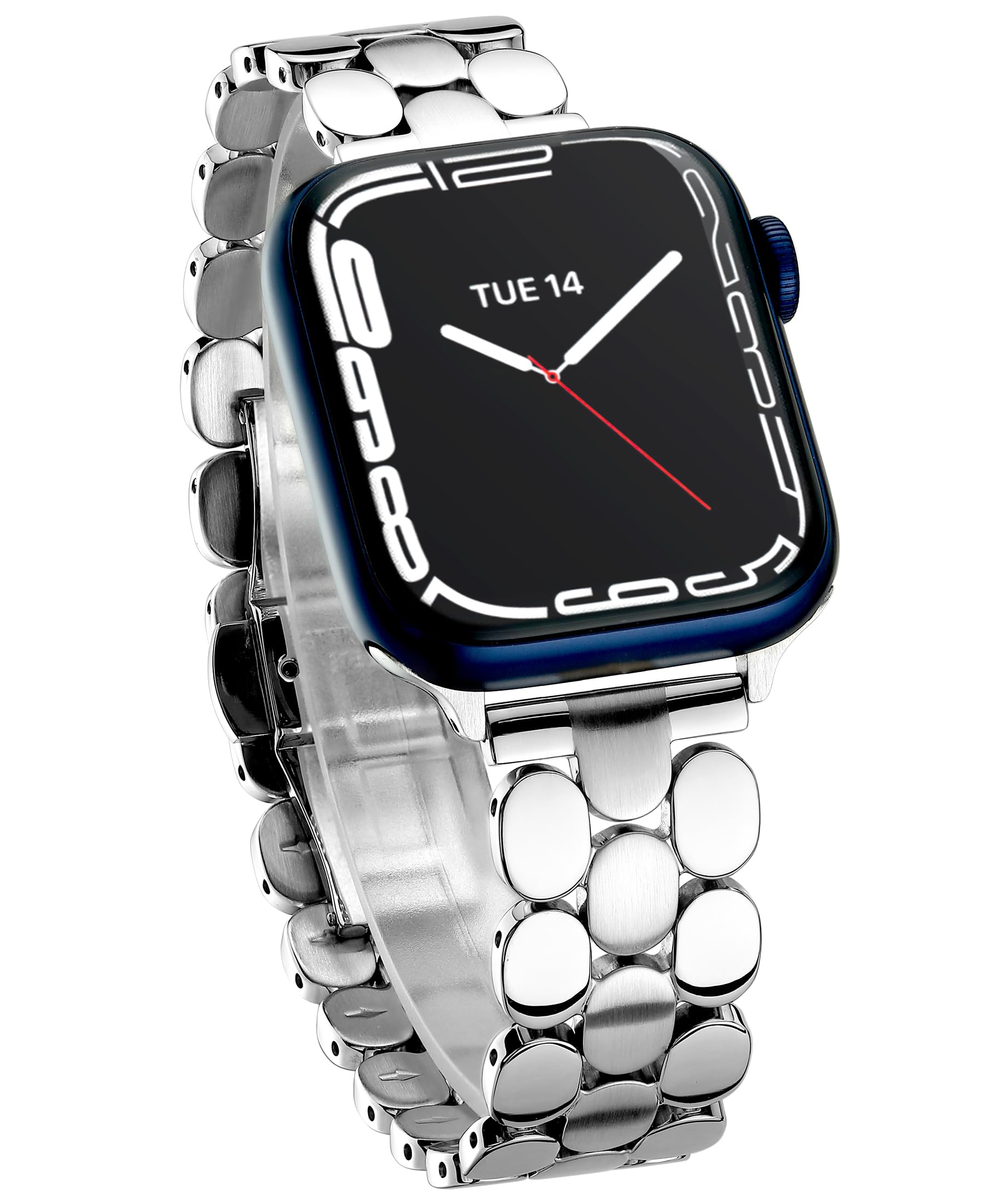 Photo 1 of Silver Watch Bands Compatible with Apple Watch 40mm 41mm 42mm 38mm, Feminine Stainless Steel Watch Bands For Apple Watch 10,Se,9,8,7,6,SE,5,4,3,2,1 for iWatch Women