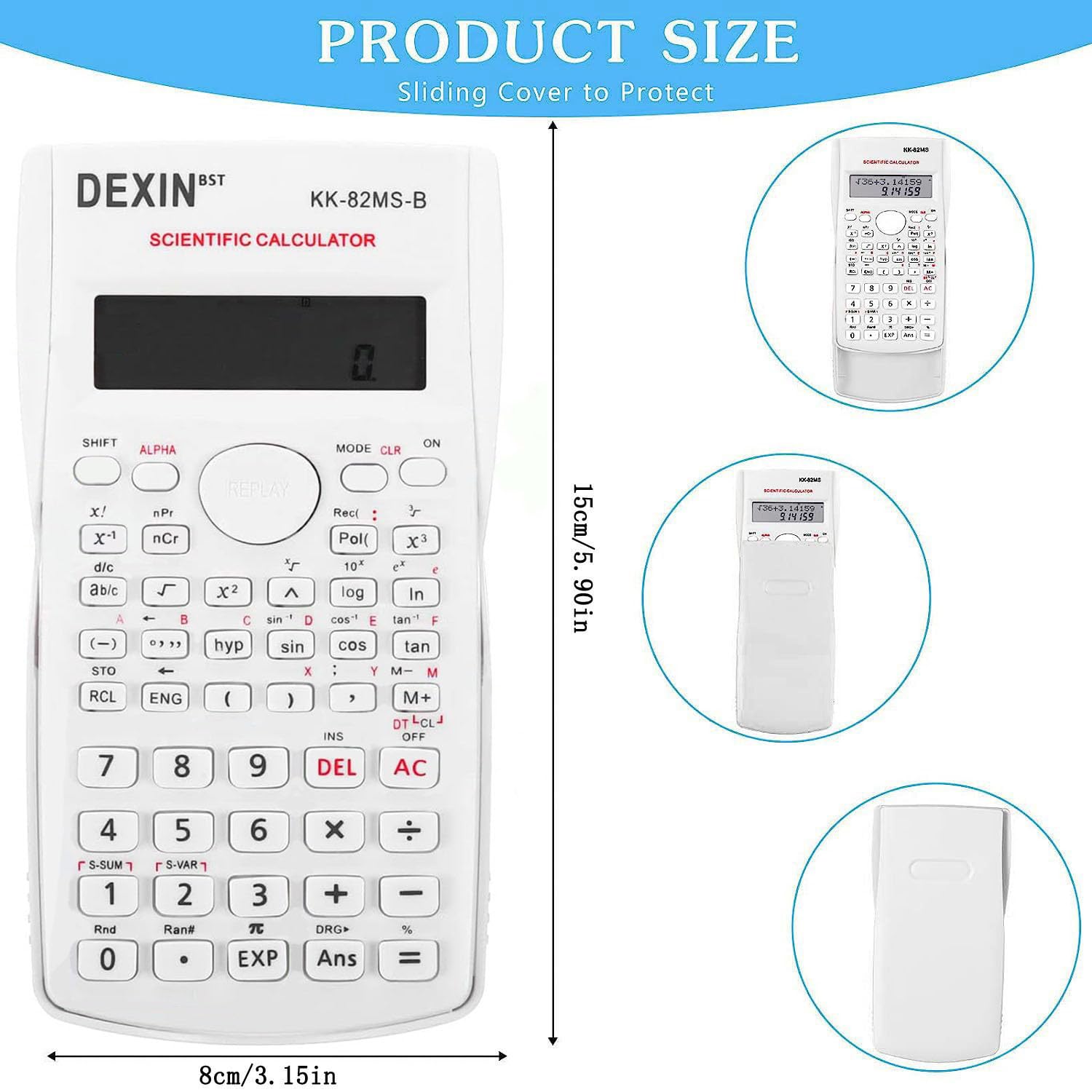 Scientific Calculators Desktop, Scientific Calculators for Students, Scientific Calculator 240 Functions 2 Line 10+2 Digits, Desk Math Calculator for School (White)