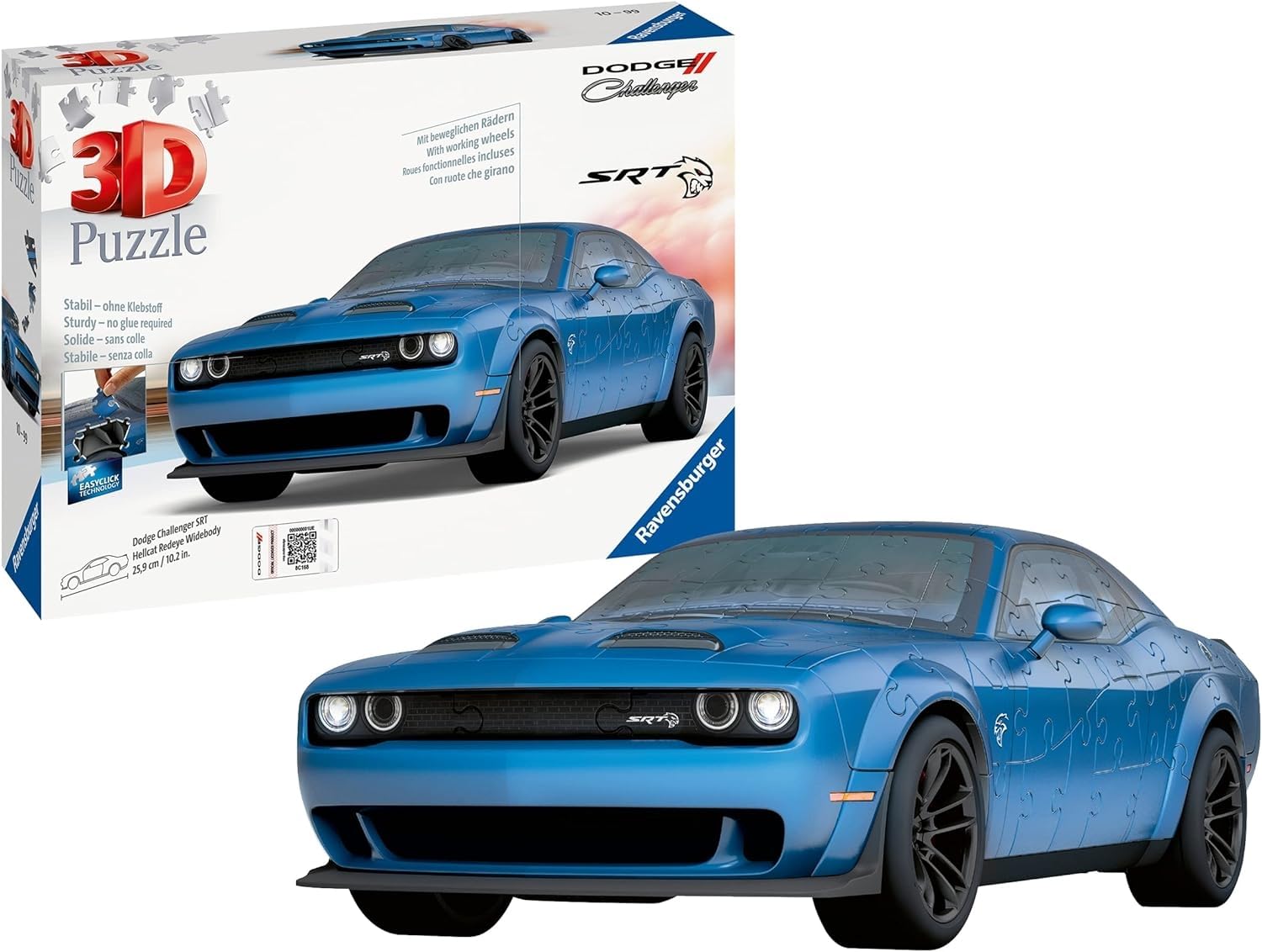 Ravensburger Dodge Challenger SRT® Hellcat Redeye Widebody 108 Piece 3D Jigsaw Puzzle for Kids and Adult – 11283 – Easy Click Technology Means Pieces Fit Together Perfectly