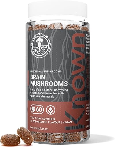Known Tasty Brain Mushrooms Gummies - Lion's Mane, Cordyceps, 60 Vegan