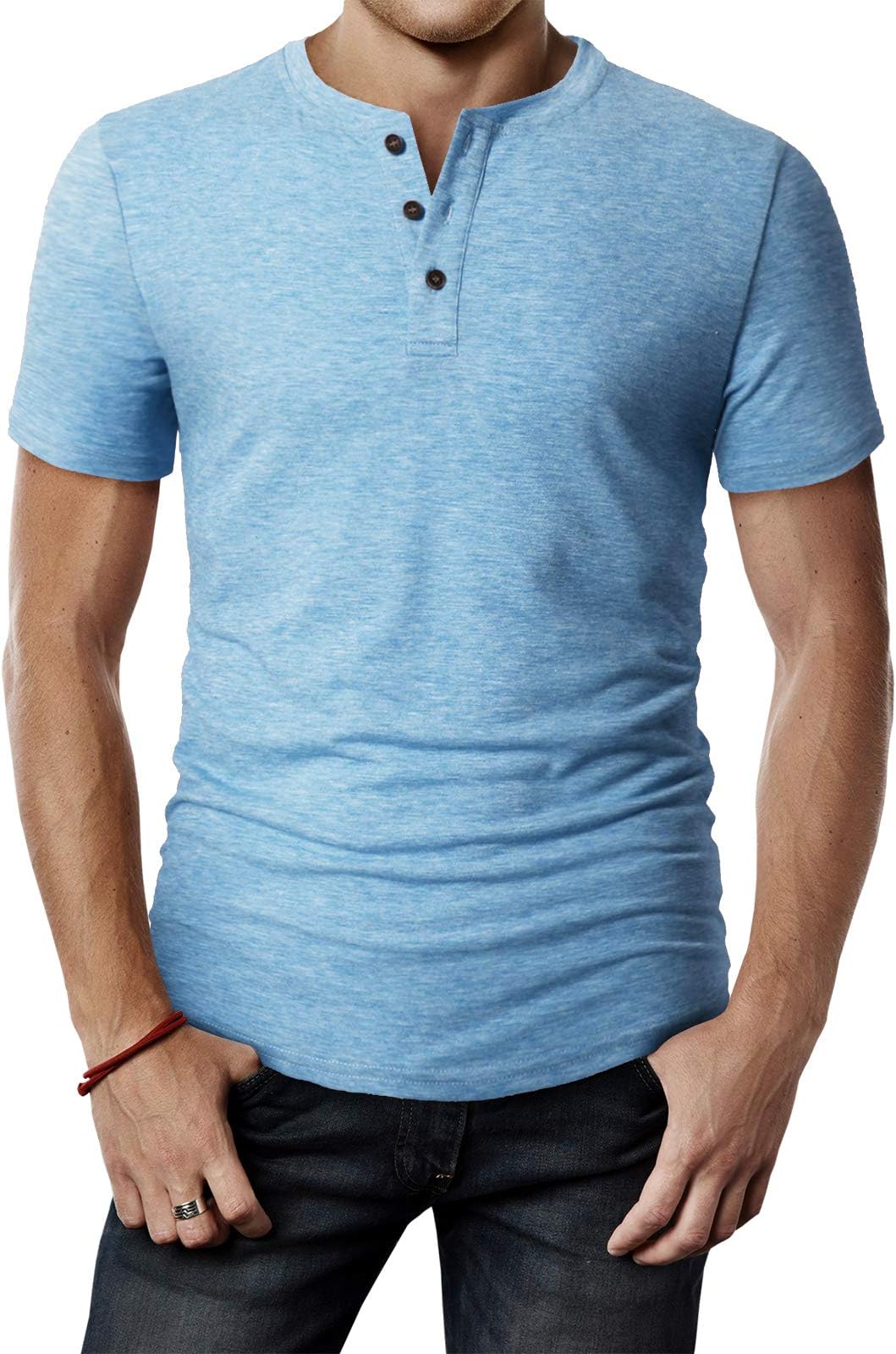 H2HMens Casual Premium Slim Fit Henley T-Shirts Short Sleeve Lightweight