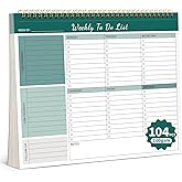 104 Pgs Weekly To Do List Notepad 52 Duplex-Printed Undated Sheets 100 GSM | （8.5"&times;11") Weekly Desk Planner For Work Home School Office Desk Accessories Supplies &amp; Goal Setting Tasks - Green