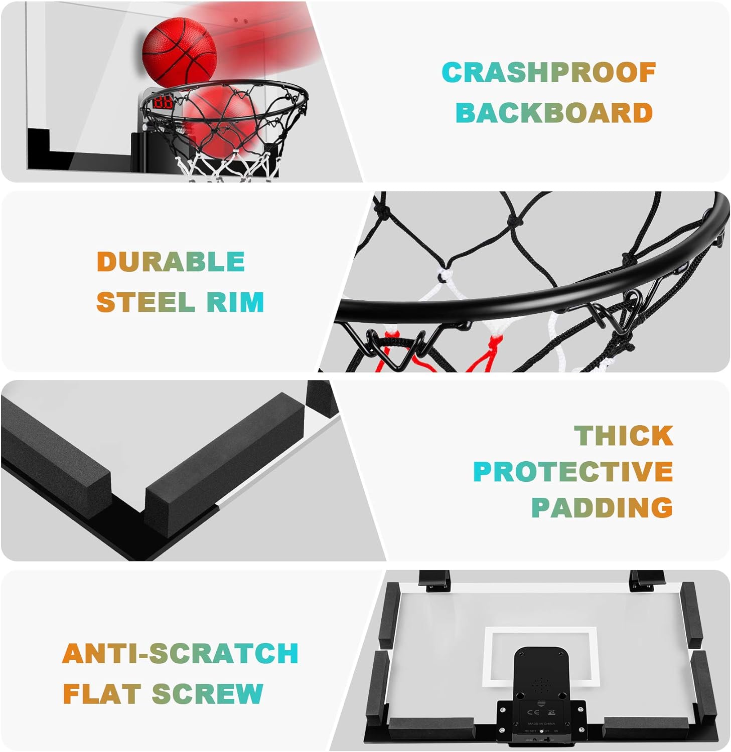 TREYWELL Indoor Mini Basketball Hoop for Kids and Adults, 17"X13" Basketball Set for Door Wall Room with 3 Balls & Electronic Scoreboard - Basketball Toy Gifts for Boys Girls Teens: Sports & Outdoors