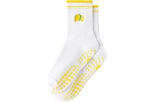 Yawlsow Pilates Grip Socks for Women Yoga Grippy Socks Cute Barre Non Skid Athletic Crew Sticky Sock Workout Hospital