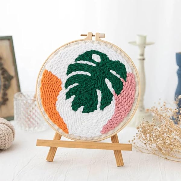 ALLAZONE 3 SET PUNCH NEEDLE EMBROIDERY KITS, PUNCH NEEDLE KITS FOR ADULTS BEGINNER WITH SUNFLOWER PATTERN, INSTRUCTION, PLASTIC HOOP, YARN AND EMBROIDERY HANDLE NEEDLE PEN
