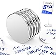 LOVIMAG Neodymium Disc Magnets - 5 Pack Small Strong Heavy Duty Magnets, Adhesive for Fridge, Craft, Whiteboard, Office, Scientific & DIY - 0.98 in x 0.08 in