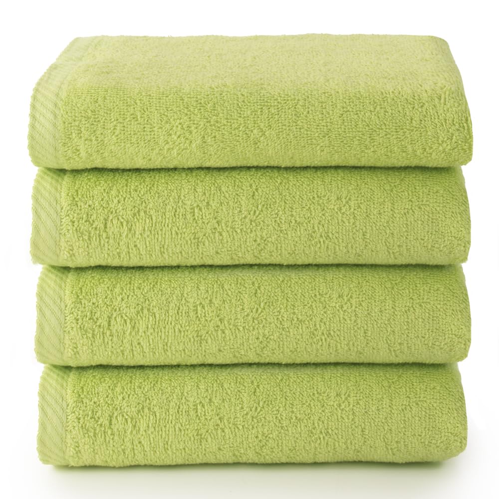 Top Towel - Plus - Bath Towels - 4 Face Towels or Bidet - 30x50cm - 100% Cotton - Lime