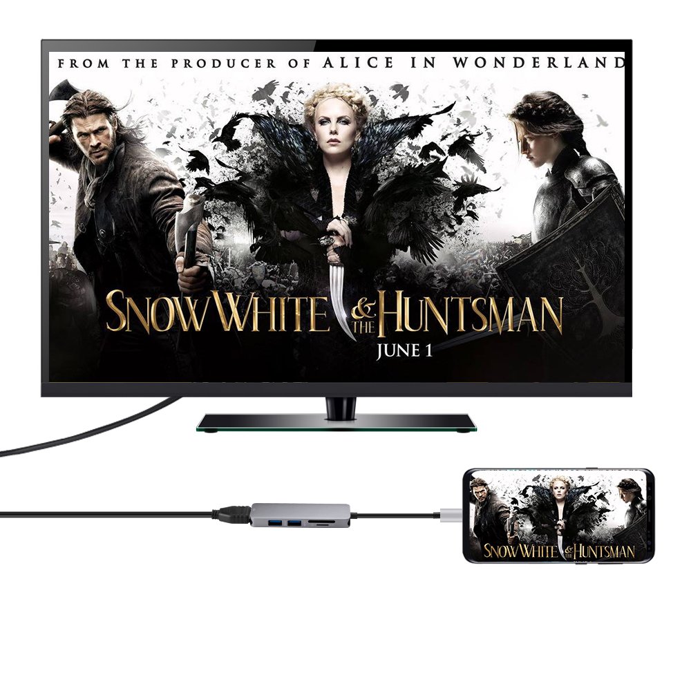 USB C Hub,Topoint 5 in 1 Type C USB 3.1 Adapter bis HDMI 4K-Adapter mit 2 USB 3.0 Anschlüsse SD / TF-Kartenleser für neues MacBook / MacBook Pro 2015/2016/2017, andere USB-C-Port Ausgerüstet Devices