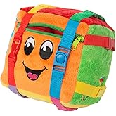 Buckle Toys - Bingo Cube - Toddler Plush Preschool Learning Activity Toy - Develop Fine Motor Skills - Counting and Math - Storage for Small Items