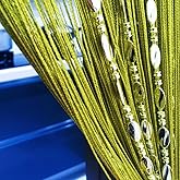 ave split 100cmX200cm Decorative Door String Curtain Beads Wall Panel Fringe Window Room Divider Blind for Coffee House Restaurant Parts Door Divider Tassel Screen Decoration (Grass green25)