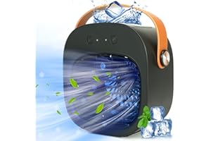 OHMANHE Portable Air Conditioners, 5200mAh Rechargeable Mini Air Conditioner Fan, 3 Wind Speeds Quiet Personal Small Desk Air Cooler Fan for for Bedroom, Car, Home, Camping, Travel, and Office