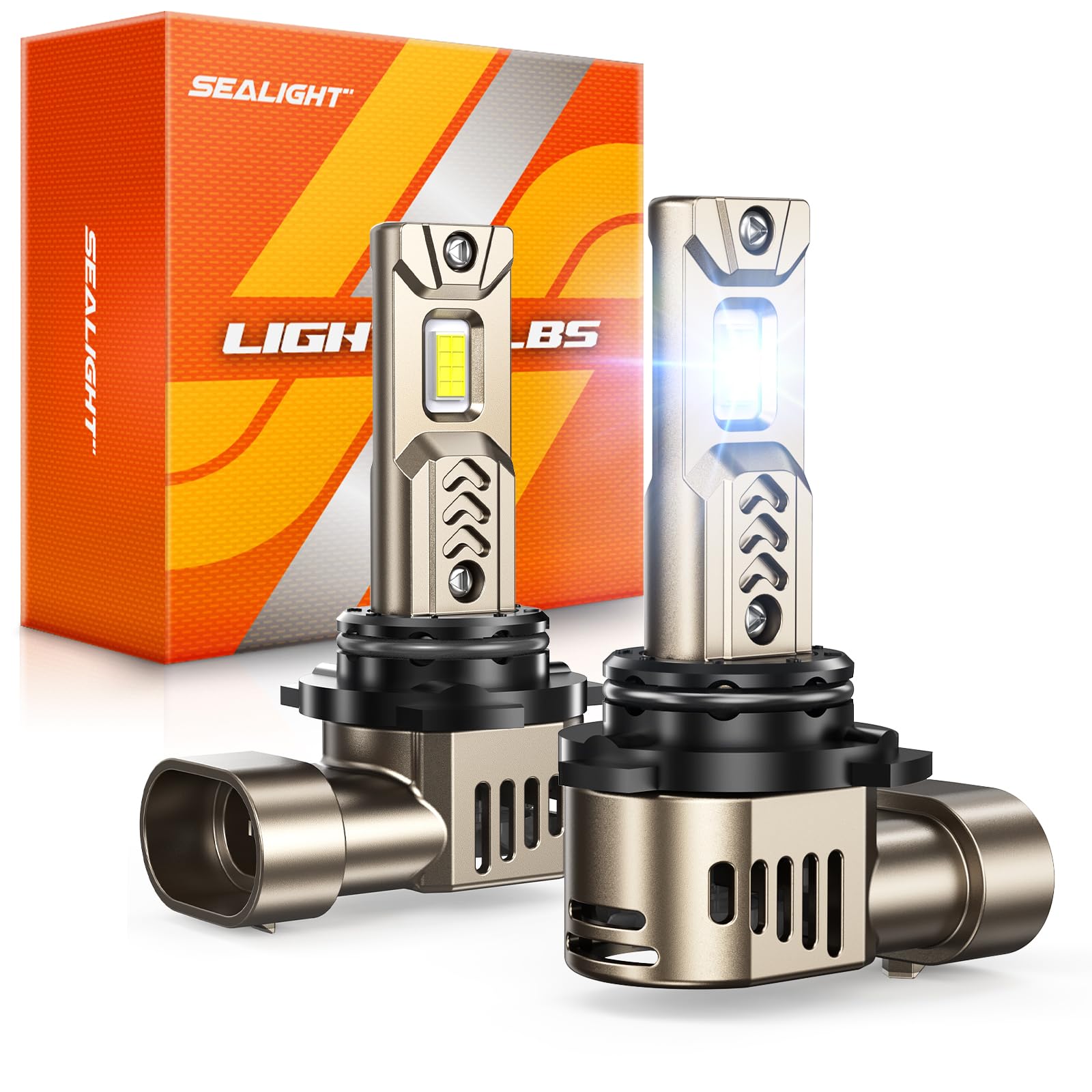 SEALIGHT 9006/HB4 Light Bulb, 45000LM Ultra-Brightness, Real 1:1 Halogen Size, 10-Year Extended Lifespan, 6500K White Illumination for Automotive 9006/HB4 HeadLights, Plug and Play, Pack of 2 Image
