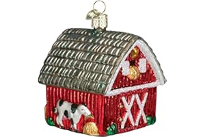 Old World Christmas Ornaments: Farm Animals Glass Blown Ornaments for Christmas Tree, Barn