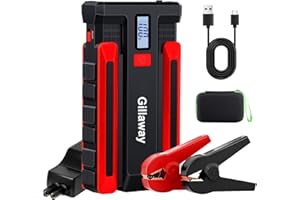 Gillaway 002 Jump Starter Battery Pack, 1500A Peak Car Jumper Starter Portable(Up to 7.0L Gas and 5.5L Diesel Engine),12V Jump Box for Car Battery, Battery Jumper with LCD Screen/USB/LED Light