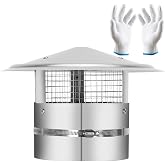 8 Inch Round Chimney Cap,Adjustable Roof Cap for Vents,Chimney Cap with Screen in Stainless Steel,Round Rain Cap for All-Round Chimney Protection,Round Roof Rain Chimney Cover,8 Inch Round Chimney Cap