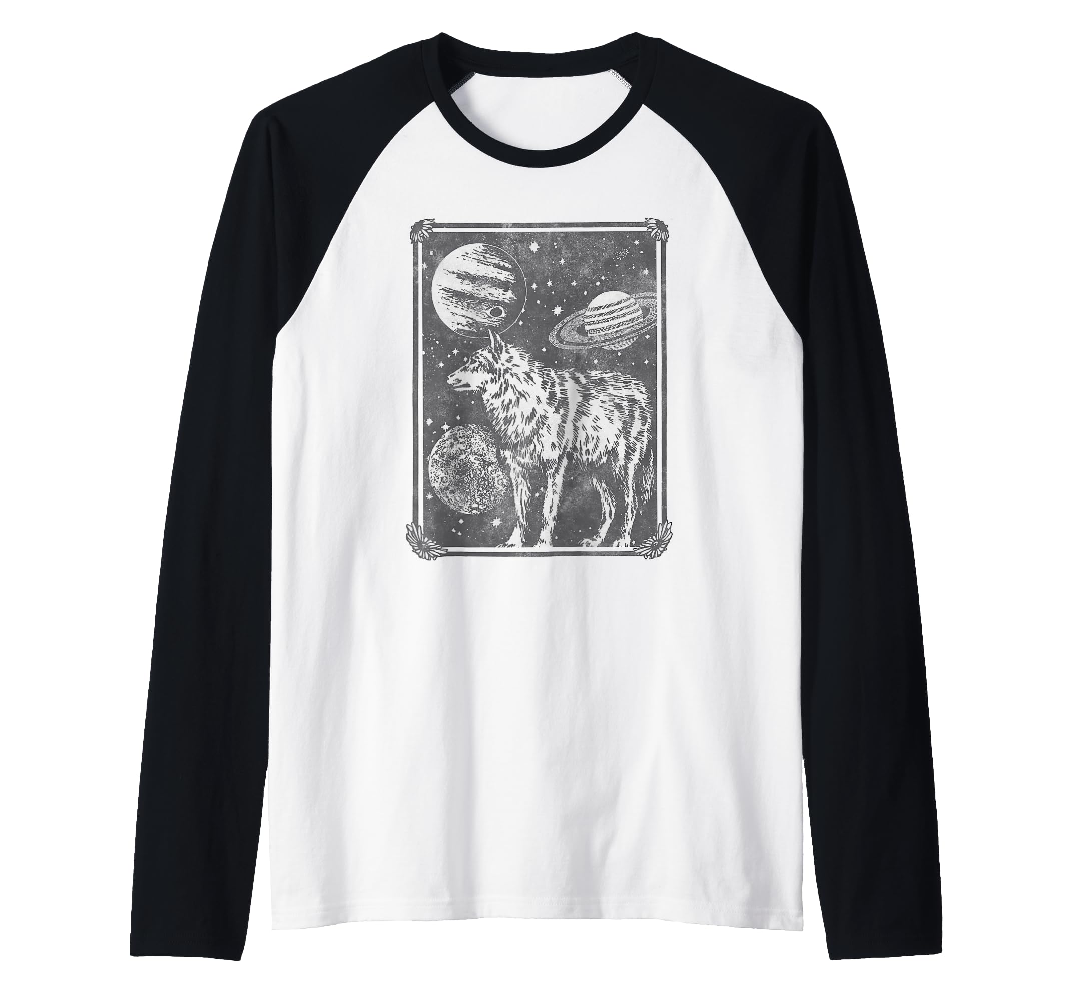 Planet Wolf Flower Box Raglan Baseball Tee