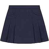 Nautica Girls School Uniform Pleated Pull-on Scooter Skirt with Undershorts, Knit Waistband & Functional Pockets