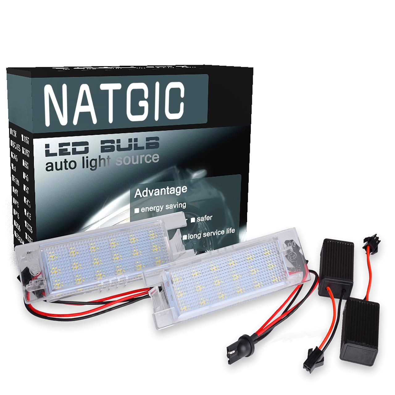 NATGIC License Number Plate Light Lamps CanBus error free 18 LED 3528 SMD LEDs Bulb (Pack of 2)
