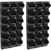 njxbrek Wall Mounted Vertical Garden Planter with 36 Pots, 6 Row Vertical Stackable Hanging Planters, Indoor Outdoor Flower Pot Holder for Herbs Vegetables Fruits (Black)