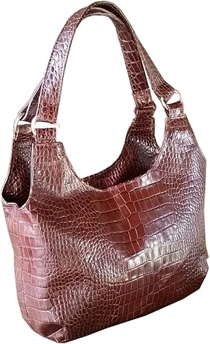 Amazon Com Fgalaze Original Brown Leather Shoulder Bag With Textured Everyday Small Purse Unique Tote Handbag Bony Shoes