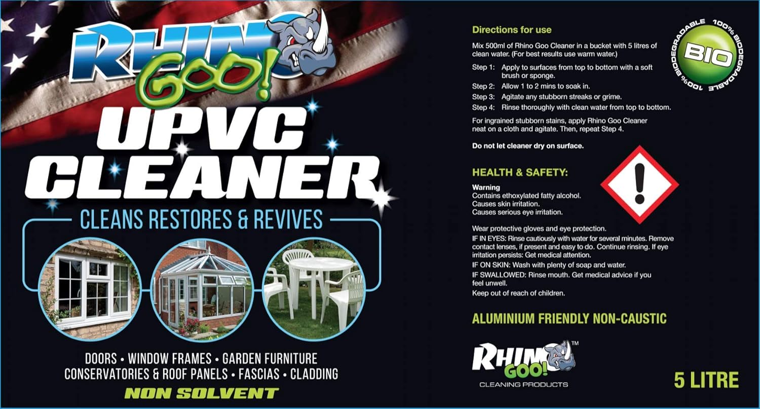 Rhino Goo! 5L UPVC Cleaner, Concentrated Product for the Conservatory Window Frames, Doors and Garden Furniture - Image 4