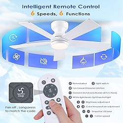 BYKISTOK 46" Flush Mount Ceiling Fan with Lights