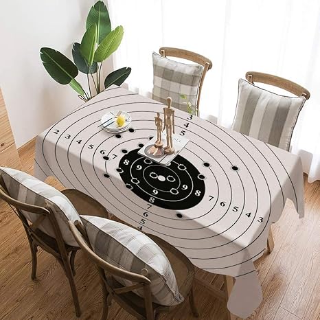 Amazon 白黒 テーブルカバー 食卓カバー 137 137cm ターゲット番号と弾痕撮影ポリゴンガントレーニングイラスト 北欧 テーブルカバー 撥水 防水 防油 おしゃれ テーブルクロス オンライン通販