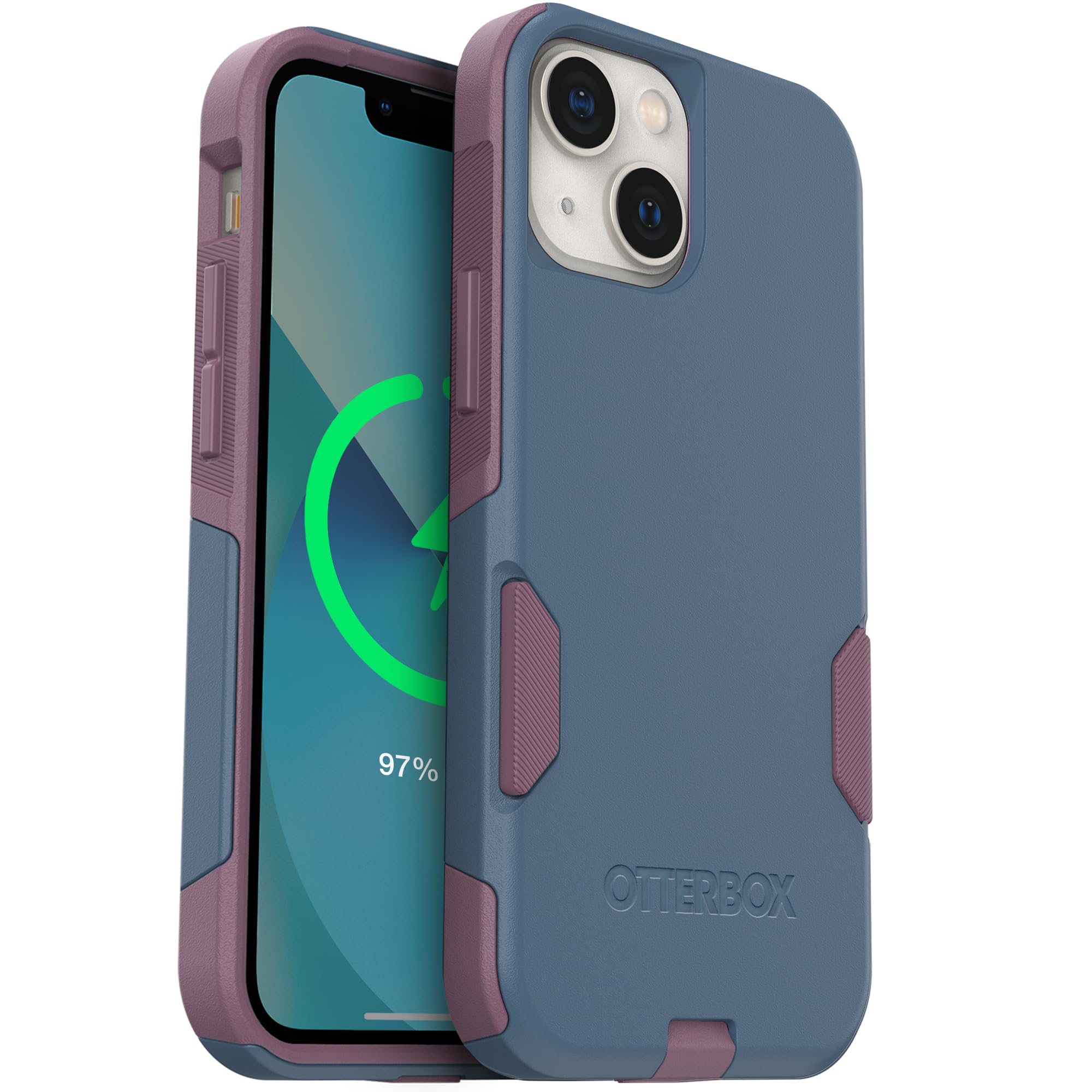 OtterBox iPhone 13 Mini and 12 Mini (Only) – Commuter Series Case – Thin, Dual-Layer, Pocket-Friendly, Port Cover – Blue/Pink Image