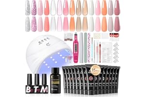 COSCELIA 41pcs Poly Nail Gel Kit with U V Light and Drill 15 Colors 16ML Nail Extension Gel for Beginners with Everything All Season Colors Professional Nail Lamp Starter Kit Christmas Gifts for Women