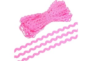 PATIKIL RIC Rac Trim 5mm 28 Yard, Wave Bending Fringe Trim Ribbon Rick Rack Lace Trim Ribbon for Sewing Crafts Clothes Gift Wrapping Party Embellishment, Fluorescent Pink