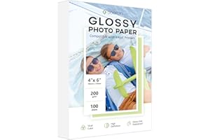 4x6 Photo Paper, Goefun 200GSM/54LB Glossy Inkjet Printer Paper for Dye Ink, 100 Sheets
