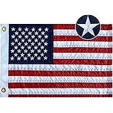 Mosprovie US Boat Flag 12x18 - Embroidered Stars American Boat Marine Flags Durable Polyester Sewn Stripes Nautical Flag for Boat Cabin Flags With 2 Brass Grommets
