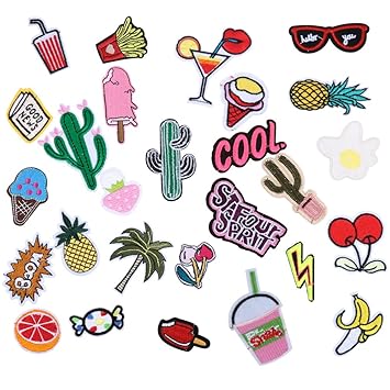 RYMALL 28 Stk Patch Sticker, Niedlich DIY Kleidung Patches Aufkleber Sommer-Thema für T-Shirt Jeans Kleidung Taschen