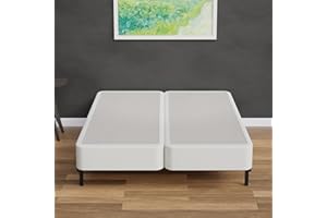 Treaton, 8-Inch Sturdy Wood Box Spring for Mattress Support - Durable and Fully Assembled, Natural Wood Foundation for Queen, White