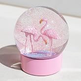 Pink Flamingo Snow Globes for Girls, 100MM Christmas Snow Globe for Kids | Glitter Snowglobes for Adult Women Home Office Table Decor Birthday Valentine Gift for Family Friends
