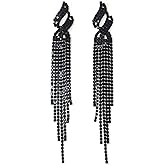 Chandelier Earrings for Women,Long Dangle Dangling Bling Earring Crystal Rhinestone Statement Drop Tassels Wedding Earrings for Prom Fashion Jewelry
