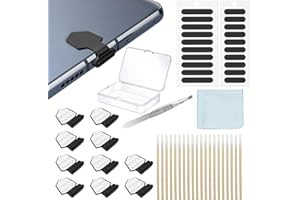 DUSHOCHN 10PCS USB C Dustproof Plug, USB Type-C Anti Dust Plug Cover, Charging Port Protective Cover, Anti Loss USB C Charging Port Dustproof Cover Protector, with Speaker Mesh and Mounting Accessories