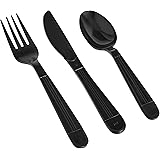Amazon Basics 1440 Piece Plastic Cutlery Set, Black (720 forks, 480 spoons, 240 knives)