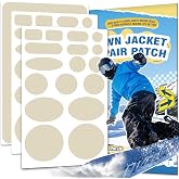 35Pcs Down Jacket Repair Patch Kit Pre-Cut Nylon Patches for Clothes Self-Adhesive Fabric Tape Waterproof Lightweight Outdoor Gear Tenacious Repair Tape for Puffer Jacket Coat Tent Backpack(Apricot)