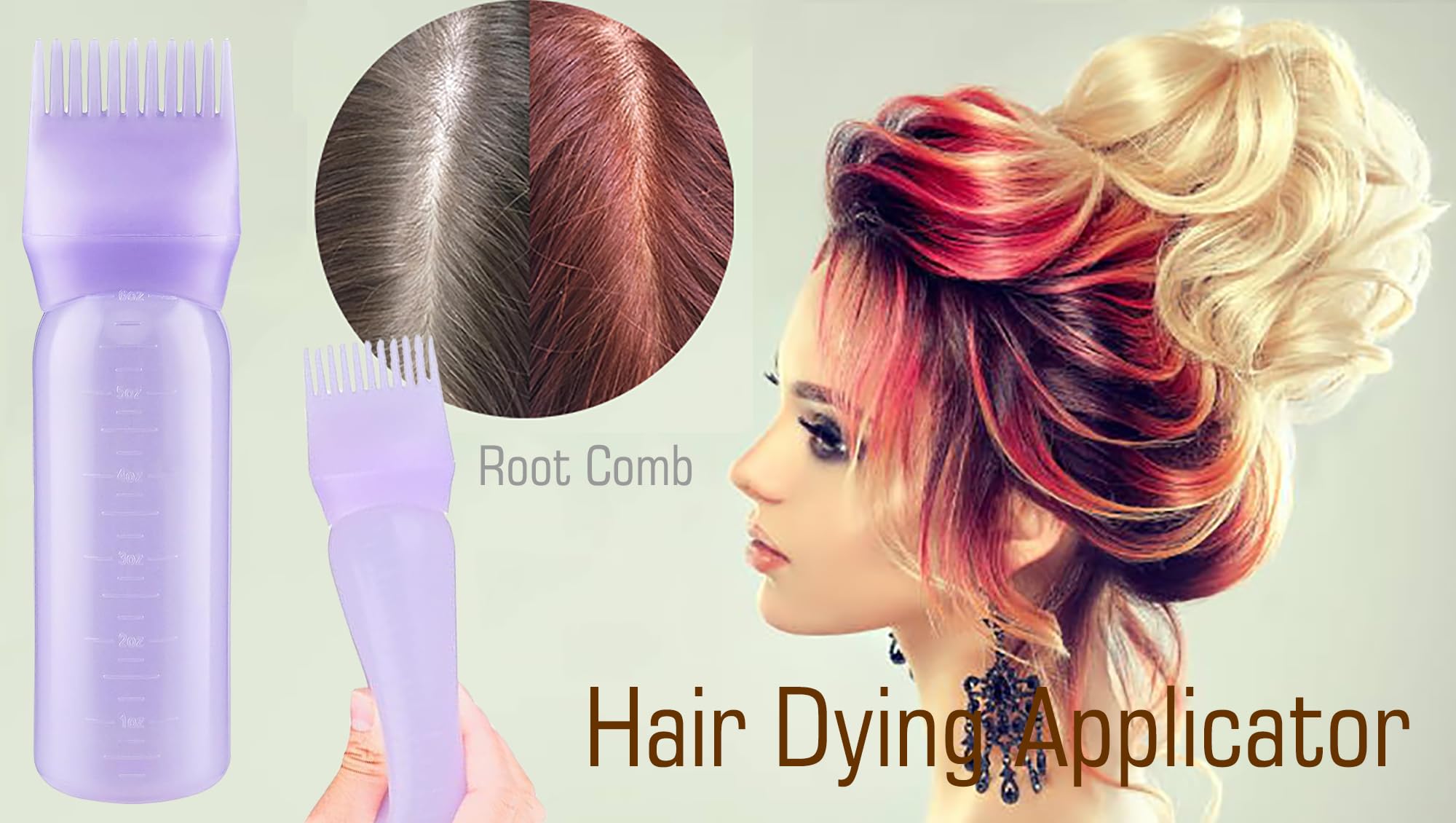 Hair Applicator Bottle-Root Comb Applicator Bottle and Continuous Spray Bottle, Hair Spray Bottle and Oil Applicator for Hair (Purple)