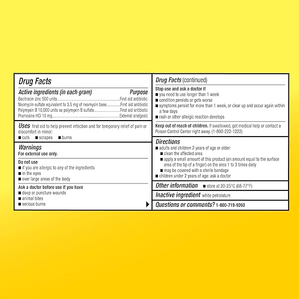 AMAZON BASIC CARE MAXIMUM STRENGTH FIRST AID TRIPLE ANTIBIOTIC OINTMENT, PAIN RELIEF FOR MINOR CUTS, SCRAPES AND BURNS, 3 OUNCE (PACK OF 1)