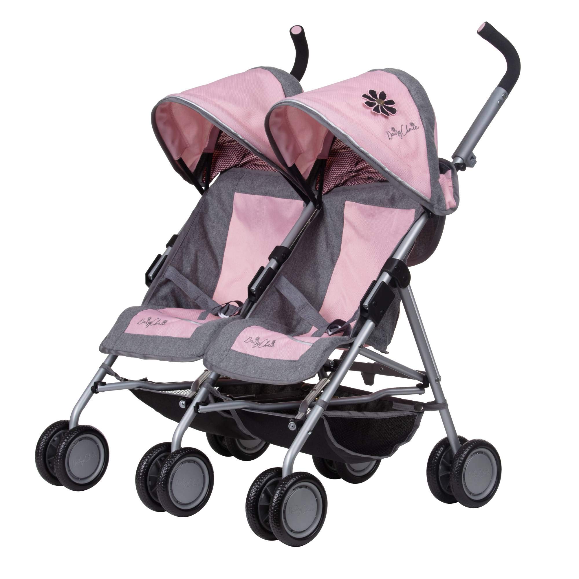 Daisy Chain Zipp Twin Max Dolls Pushchair – Adjustable handles from 76-82cm. For ages 4,5,6,7,8 or 9 years. (Classic Pink)